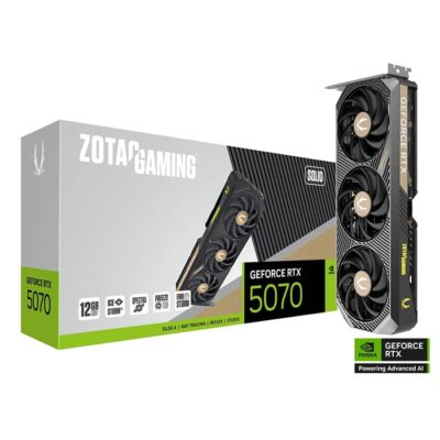 ZOTAC GAMING GeForce RTX 5070 SOLID Graphics Card, 12GB GDDR7 192-Bit Memory, 2512 MHz Engine Clock, CUDA Cores 6144, 28 Gbps Memory Clock, PCI Express 5.0 x16 | ZT-B50700D-10P