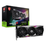 MSI GeForce RTX 4070 Ti GAMING X TRIO Graphics Card, 12GB GDDR6X 192-bit Memory, 2760 MHz Boost Clock, 7680 CUDA Cores, 21 Gbps Memory Speed, PCI E Gen 4, DisplayPort / HDMI | 912-V513-077