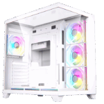 Acegeek Horizon White ATX Computer Case, Up to 360mm Radiator & 7* Fan Support, Dual Side Full Tempered Glass, 0.6mm SPCC Material, USB 3.0, USB 2.0, Type-C, HD Audio | HORIZONEWHITE